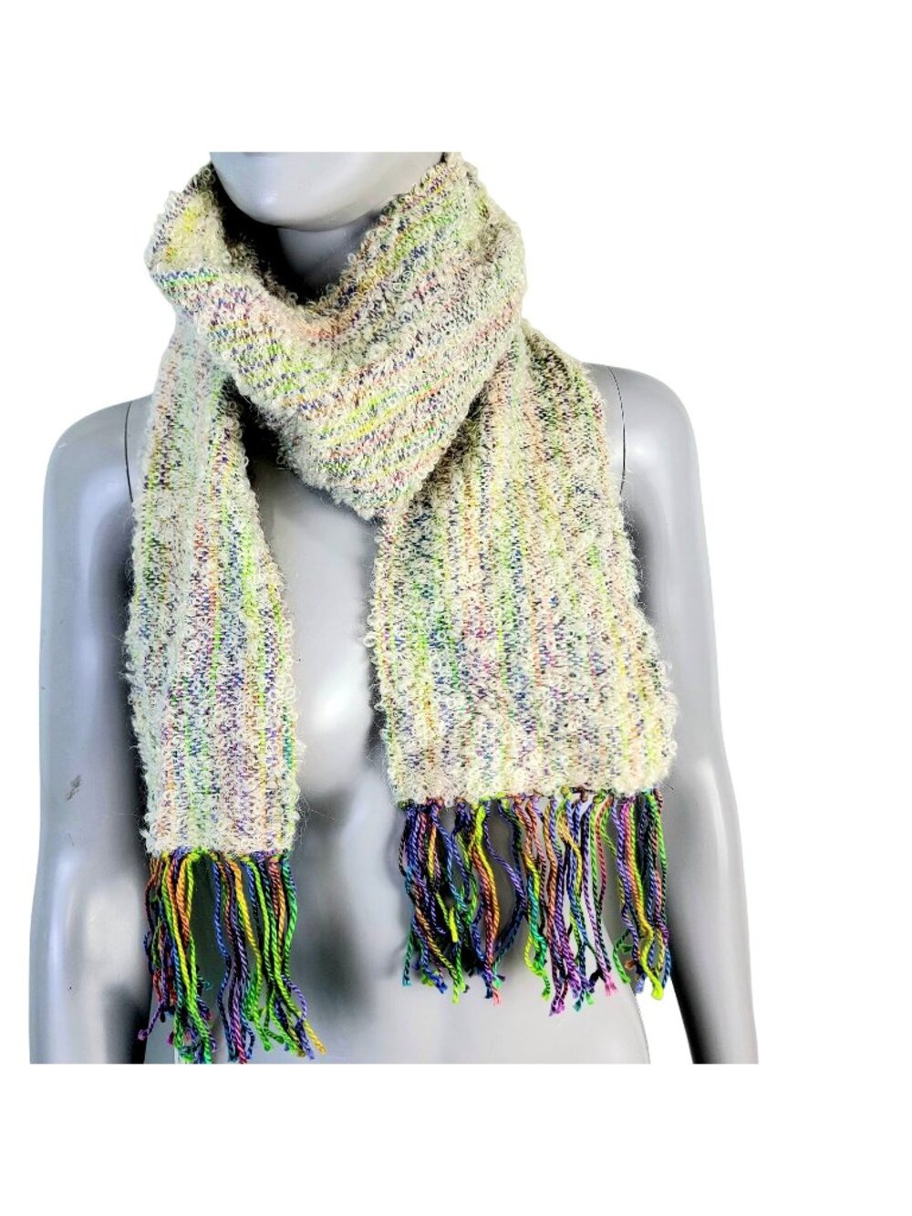 Mohair Boucle Silk Scarf Women Winter Accessories Handmade Colorful Crochet Knit